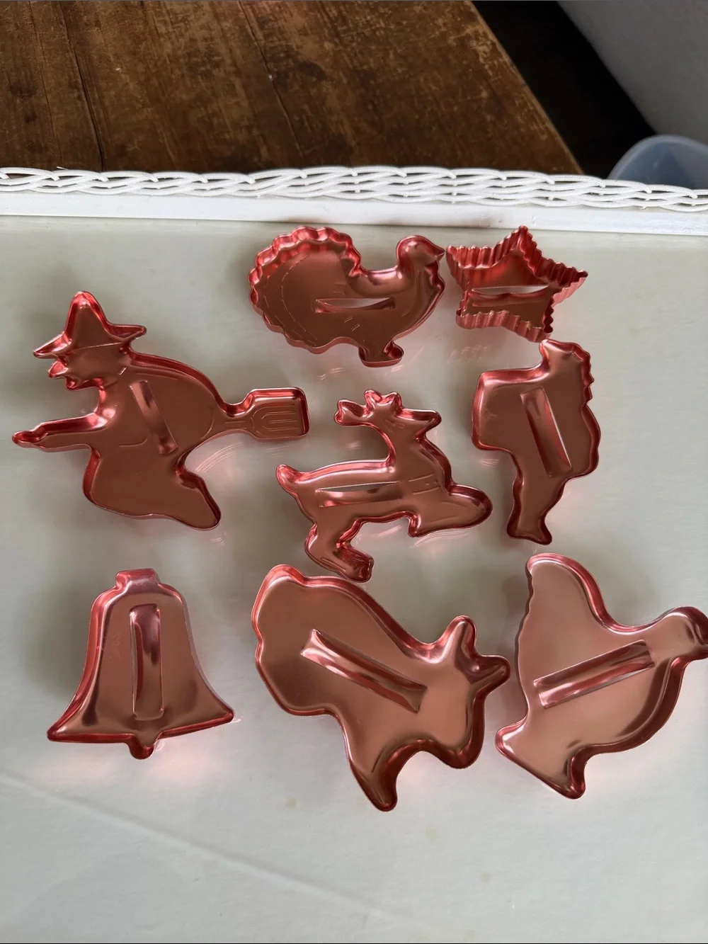 Vintage Copper Tone Aluminum Cookie Cutters Set of 8